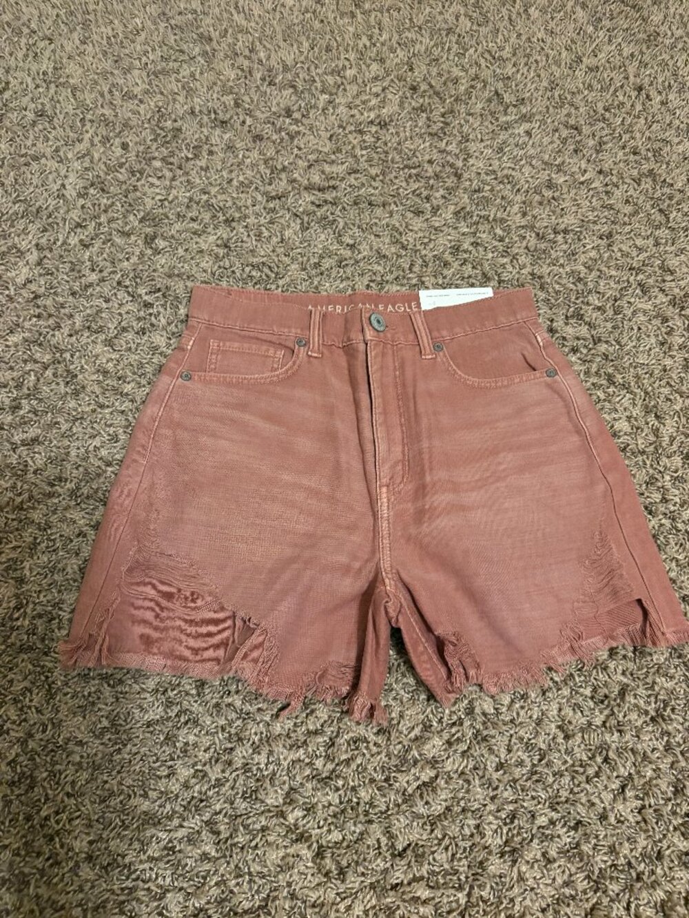 American Eagle Highest Rise Mom Shorts Size 2 Light Pink Distressed Cutoff NWT